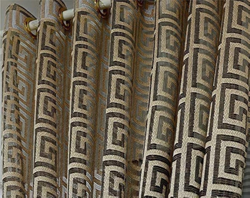 MYRU 1 Pair 63 Inch Length Black and Gold Sheer Curtains for Living Room Luxury Tulle Curtains (Gold, 2 Panels 54 Inches by 63 Inches) - Image 1